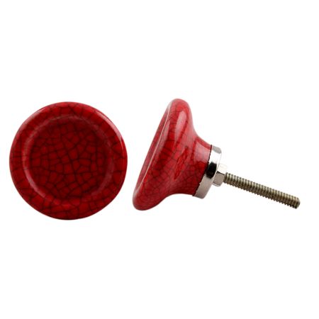 Red Crackle Ceramic Drawer Knob